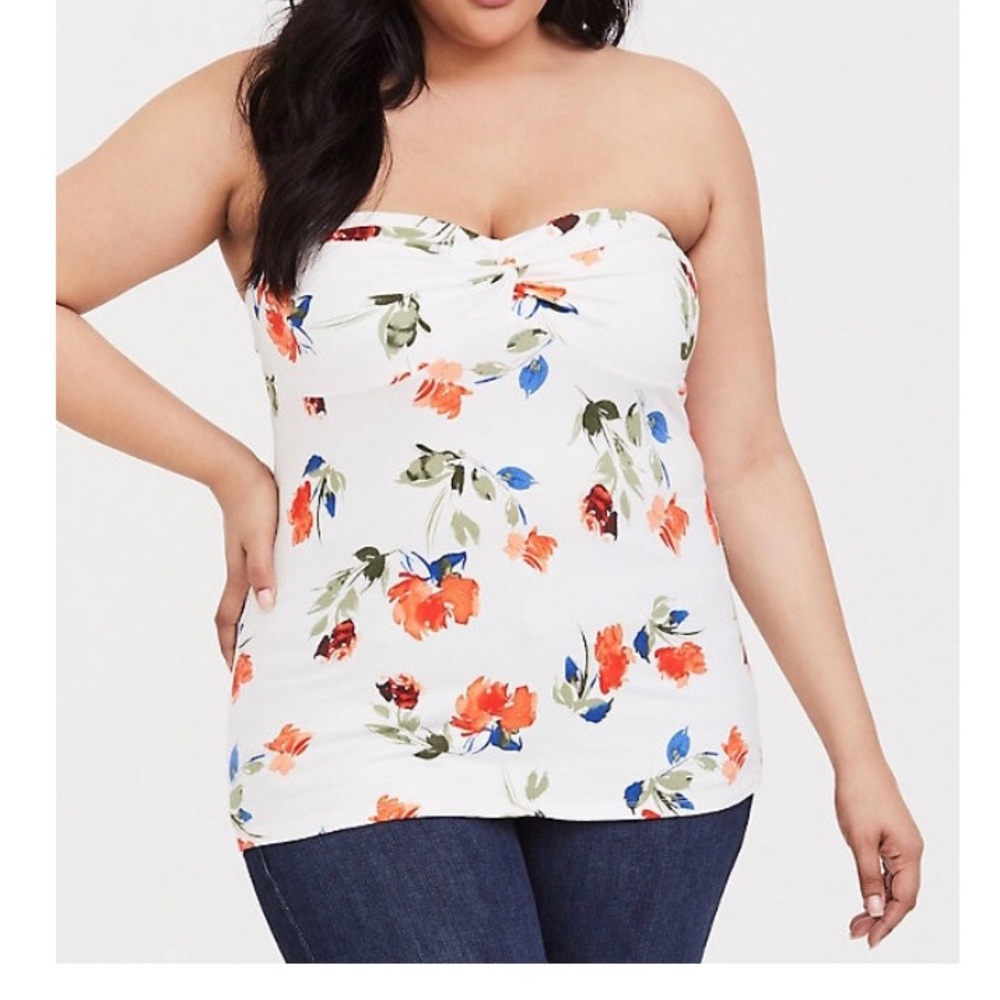 WHITE FLORAL FOXY TUBE TOP